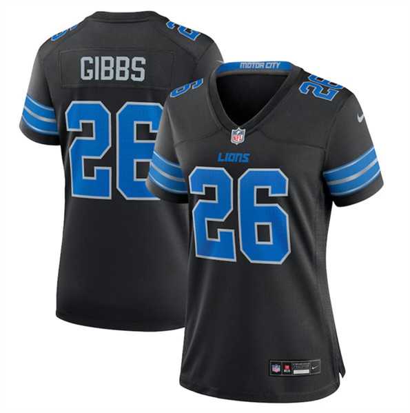 Women%27s Detroit Lions #26 Jahmyr Gibbs Black 2nd Alternate Stitched Jersey Dzhi